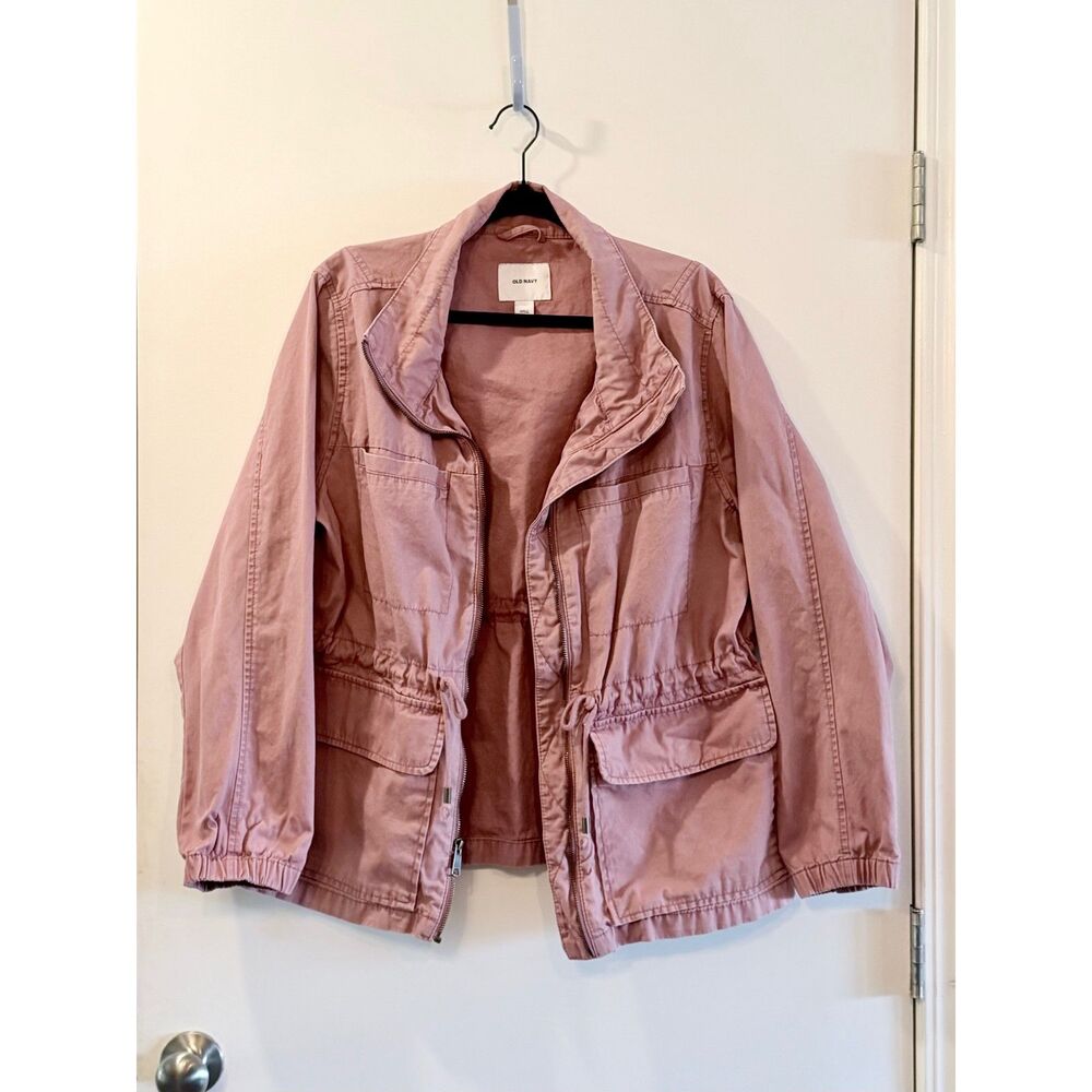 Old Navy Dusty Rose Pink Lightweight Drawstring-Waist Utility Safari Jacket XL - Picture 2 of 10